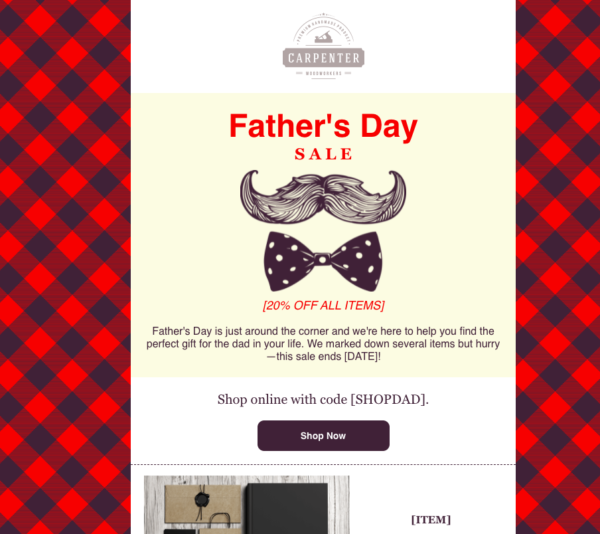 Father's Day email example