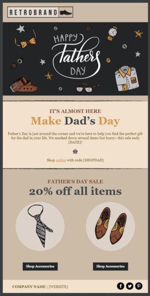 Father's Day sale email example