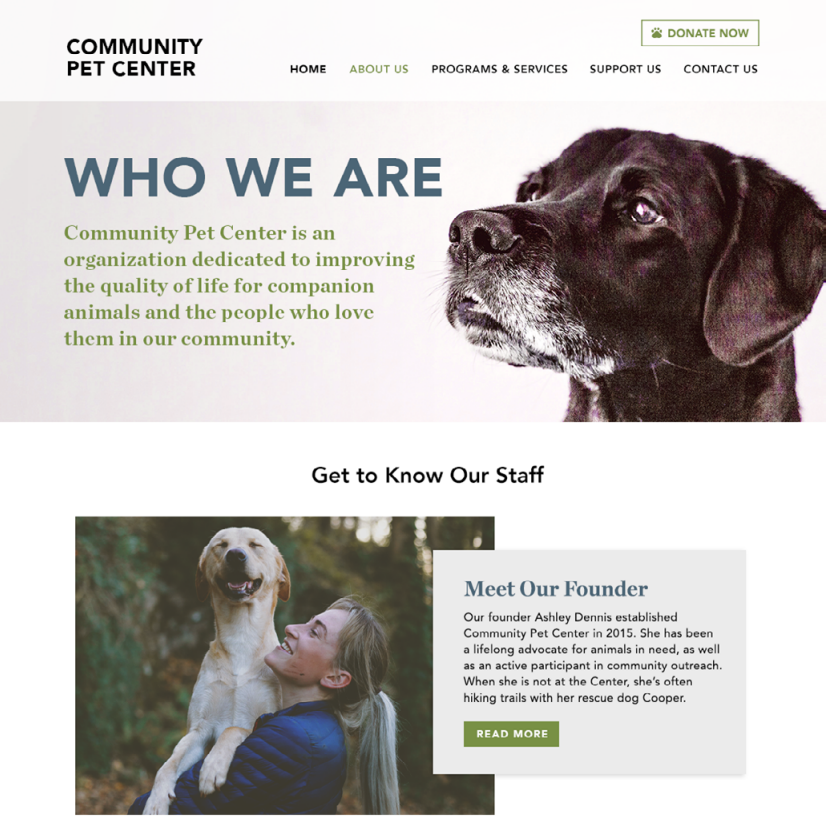 Nonprofit website about page example