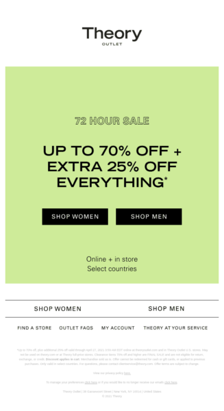 newsletter ideas - 72 hour sale, up to 70% off