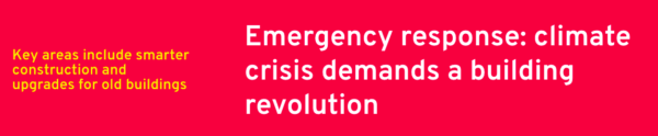 Screenshot of Ashden slogan. "Emergency response: climate crisis demands building revolution."