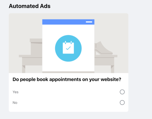 Screenshot of Facebook ad creation - "Automated Ads" 