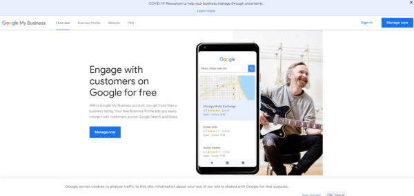 Google's Google My Business webpage