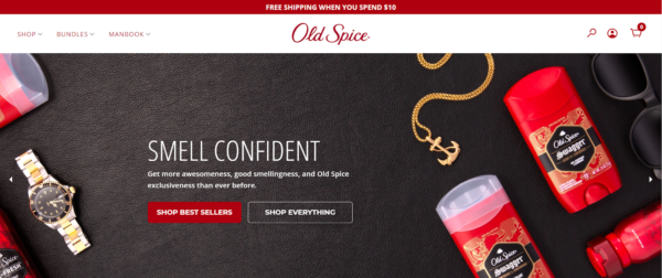 personalized marketing on a landing page - Old Spice example
