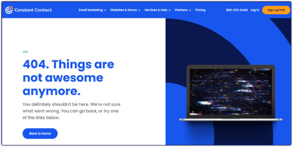 Constant Contact's custom 404 page