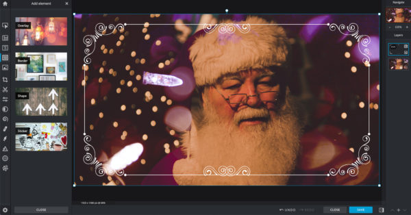 editing a Christmas image for free in Pixlr