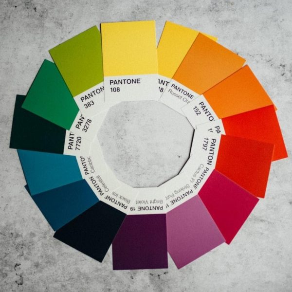 pantone color swatches in a circle