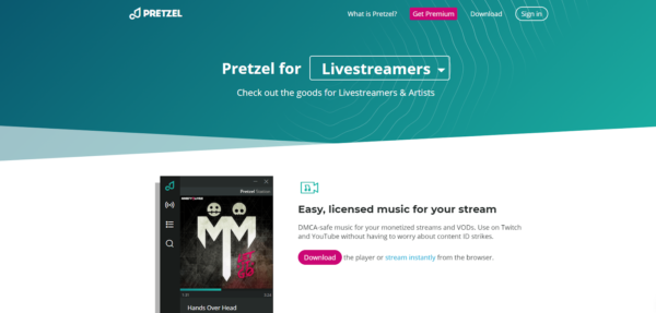 Pretzel for livestreamers webpage