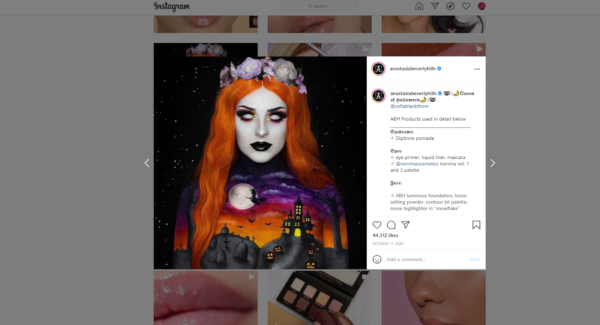 Halloween promotion on Instagram