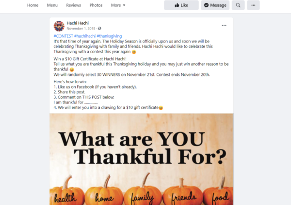 Thanksgiving giveaway ideas