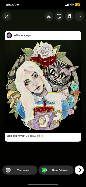 Instagram share of Orlando local artist Kellie Delaney