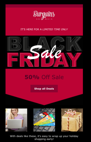 Black Friday email example