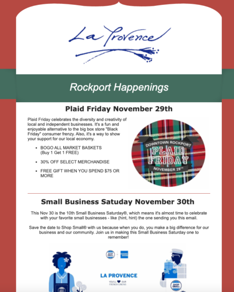 La Provence Black Friday email example