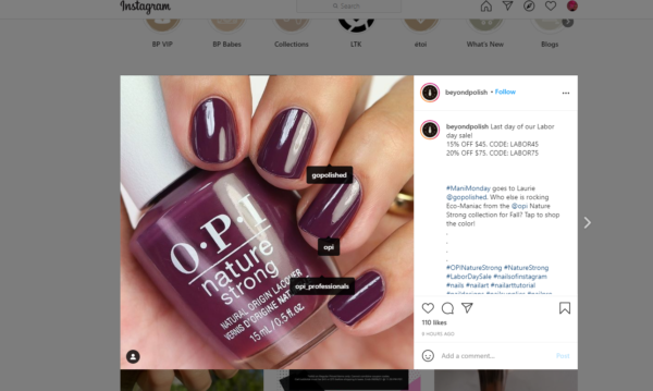 Beyond Polish Facebook post with a vibrant image of fall colored bottle of nail polish