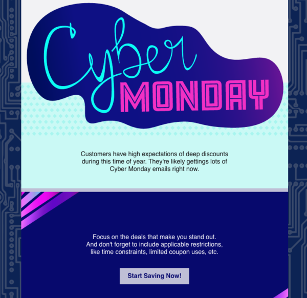 Cyber Monday seasonal email newsletter for November