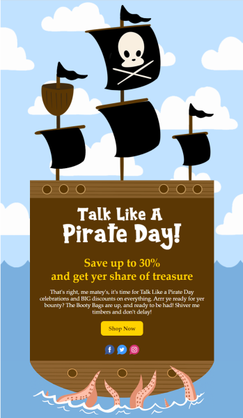 example of a fall email for talk like a pirate day