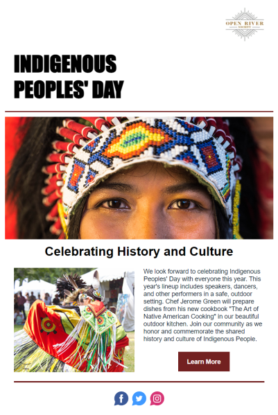 Constant Contact's Indigenous People's Day email template