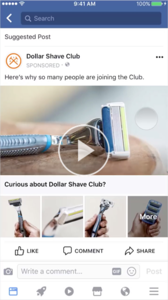 Dollar Shave Club Facebook ad