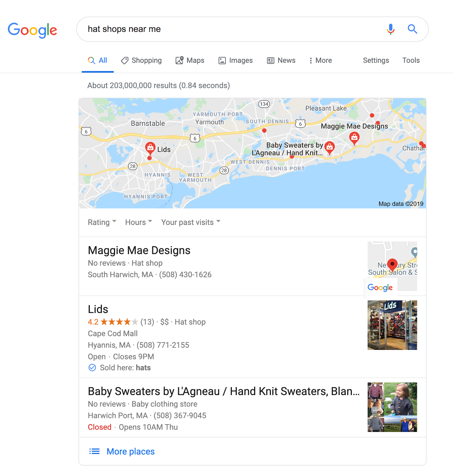 Google search results page