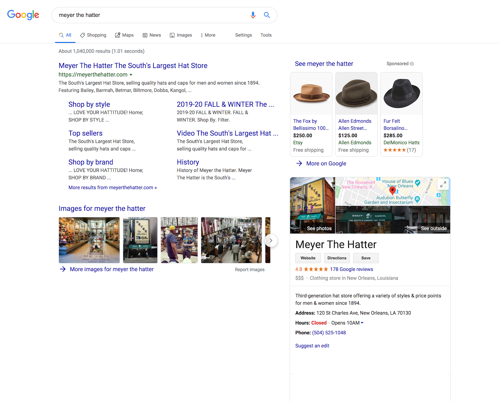 Example Google My Business listing