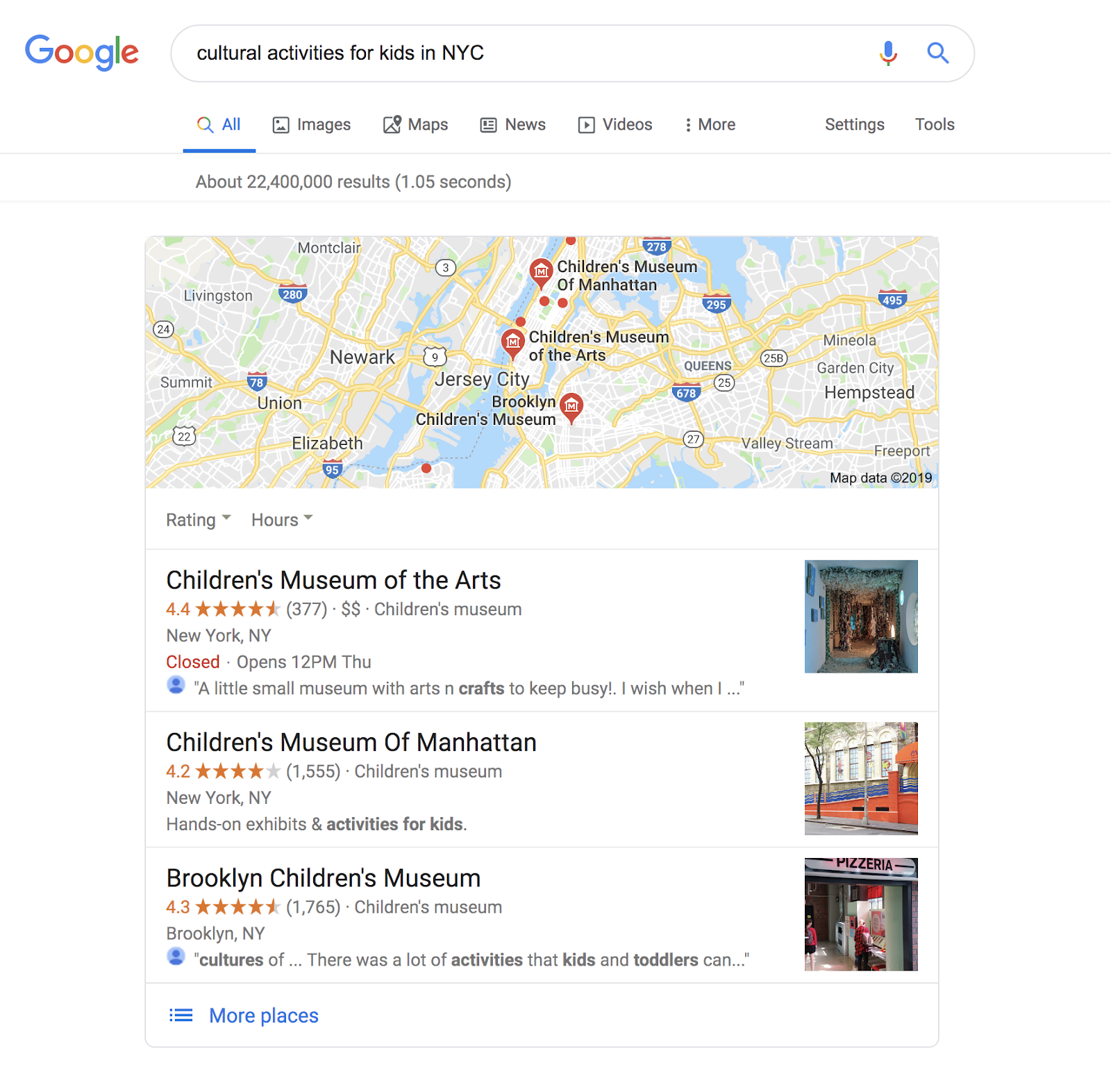 example of Google Business Profile nonprofit listings