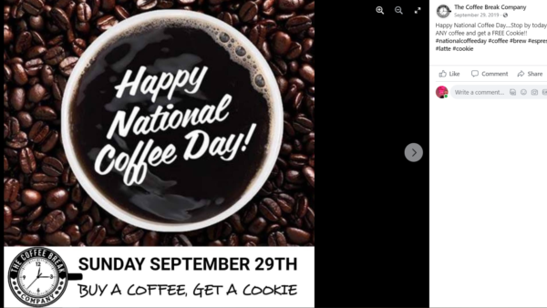 Example of using social media to market a coffee shop