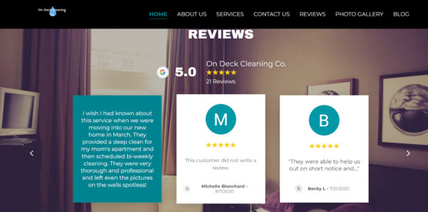 example of sharing reviews on your website