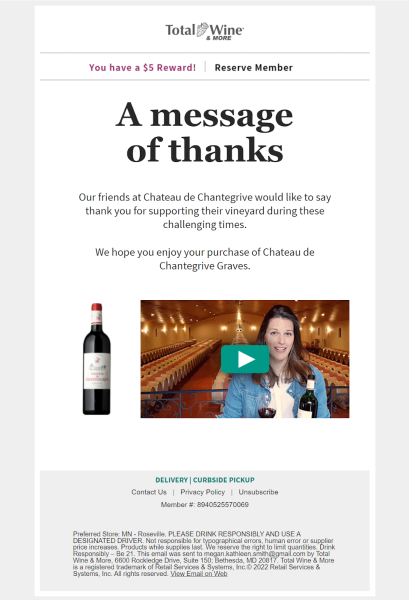example of a thank you video in email marketing