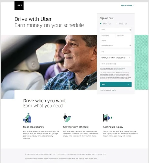 example of a landing page with clear messaging