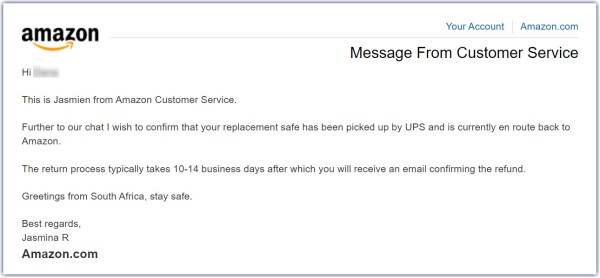 customer service email example