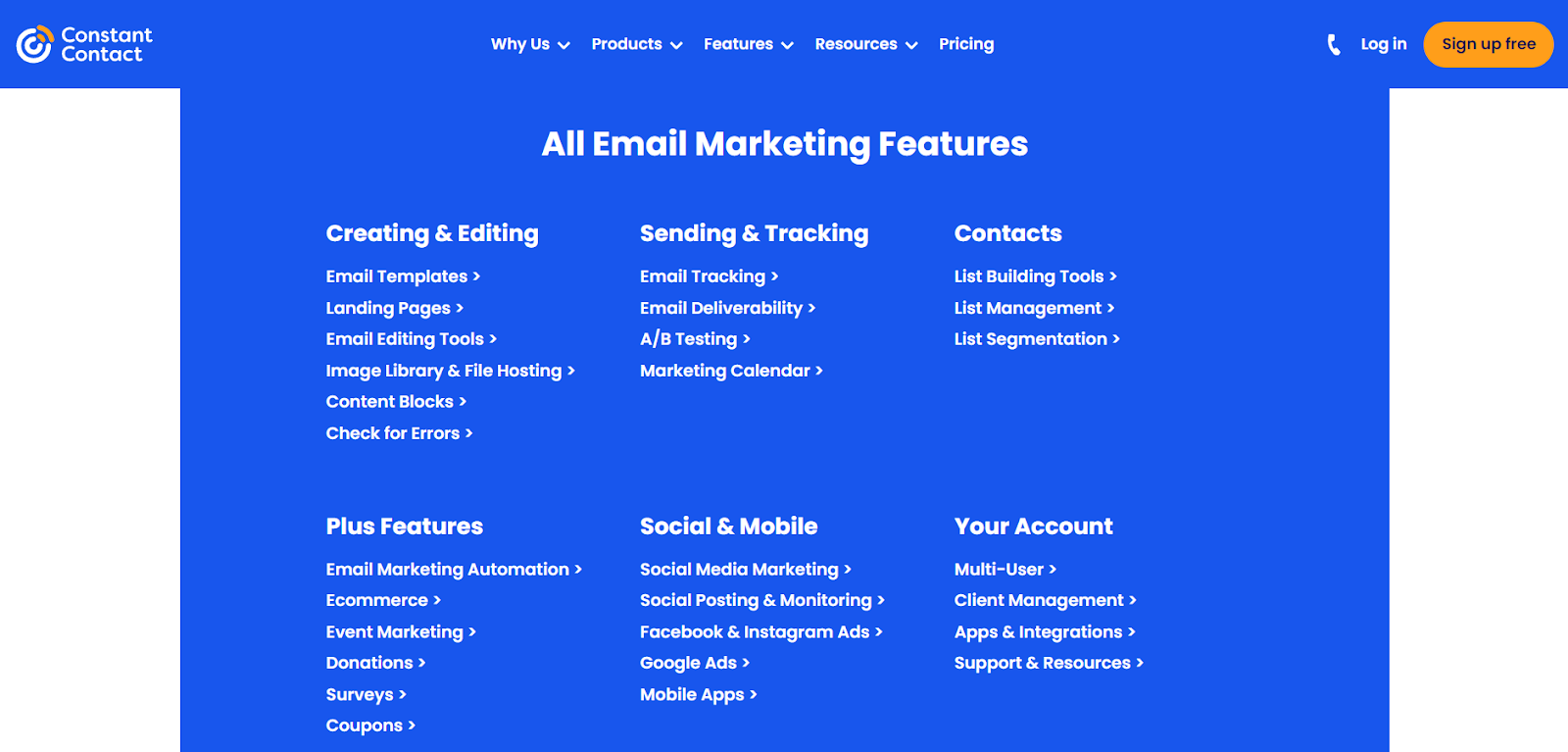 Constant Contacts email marketing features