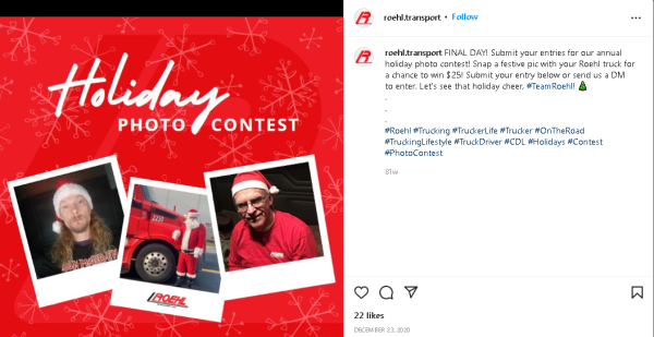 example of a social media photo contest on Instagram