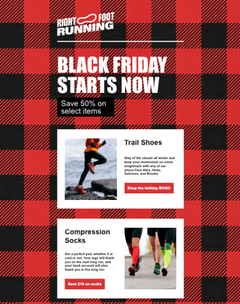 Black Friday starts now email template example