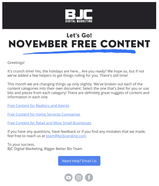 example of nurturing leads by offering free content