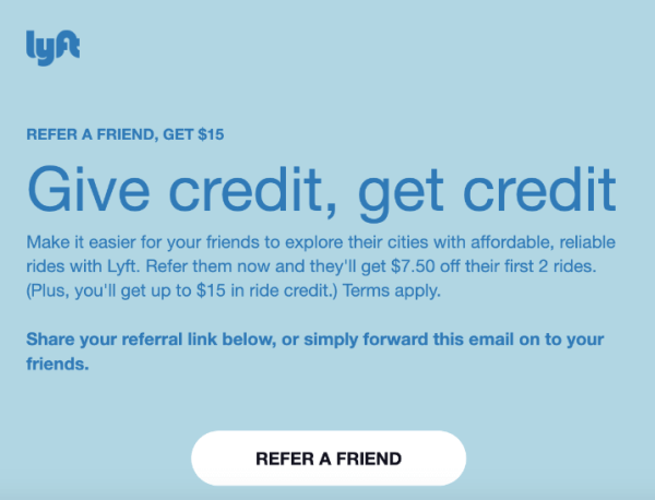 Example: retention email for refer a friend incentives