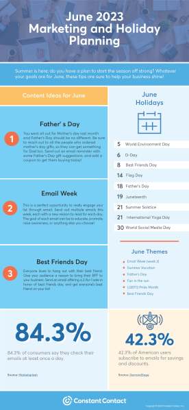 June 2023 marketing and holiday planning infographic