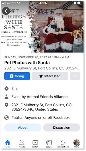 When your event is open to the public, be sure to advertise it on Facebook through posts, locally-targeted ads, and event calendars like this one.