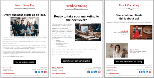 marketing automation example of a three-email series for lead nurturing