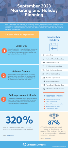 September Marketing and Holiday Planning Infographic from Constant Contact