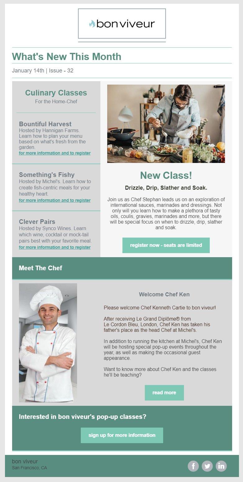 This image shows an example of an advertisement for cooking classes.