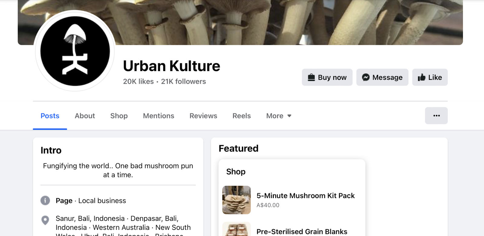 Urban Kulture facebook business page
