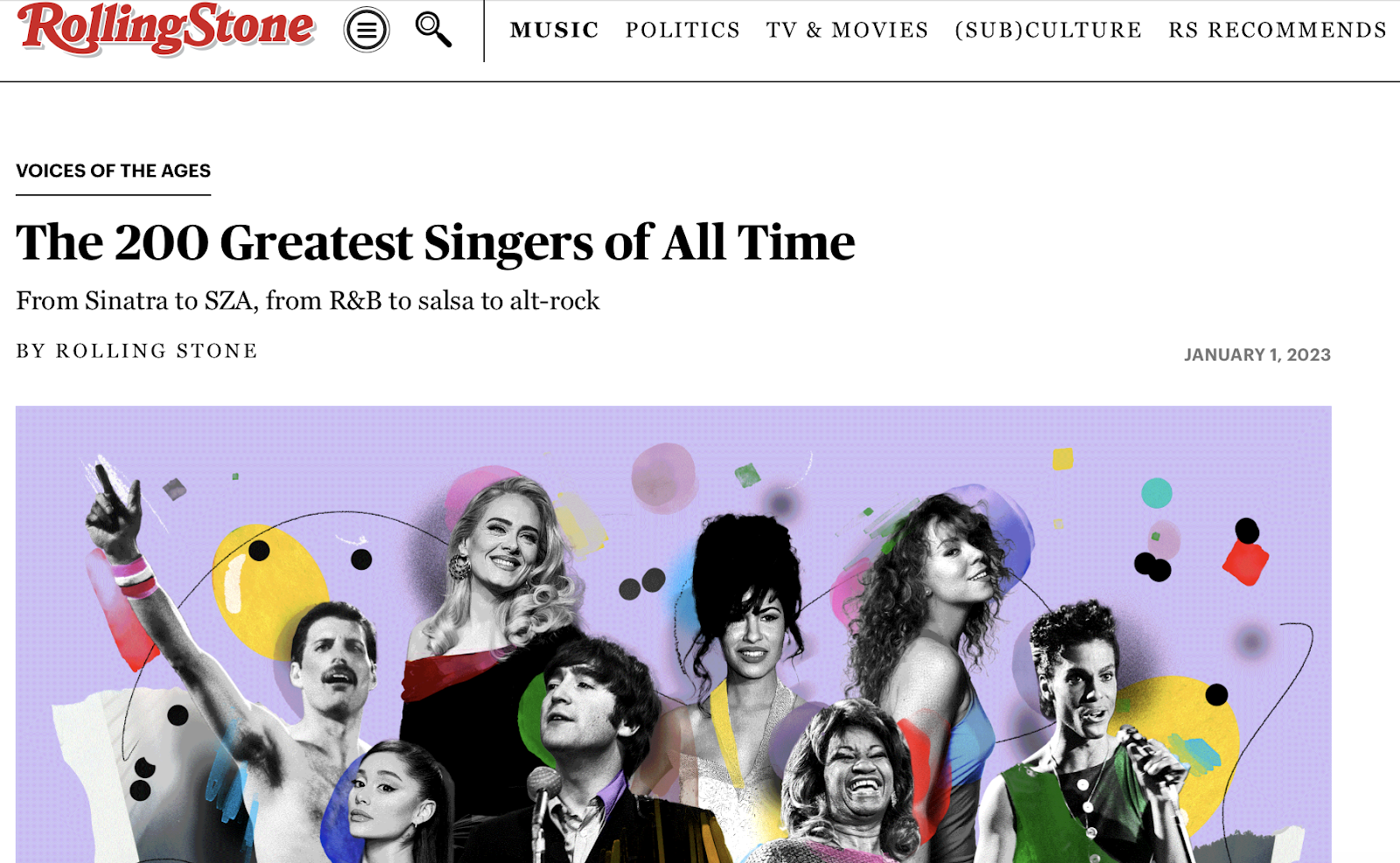Rolling Stone "The 200 Greatest Singers of All Time"