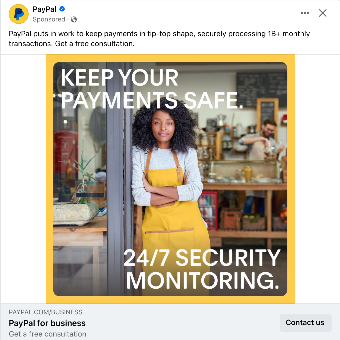 PayPal paid social media ad