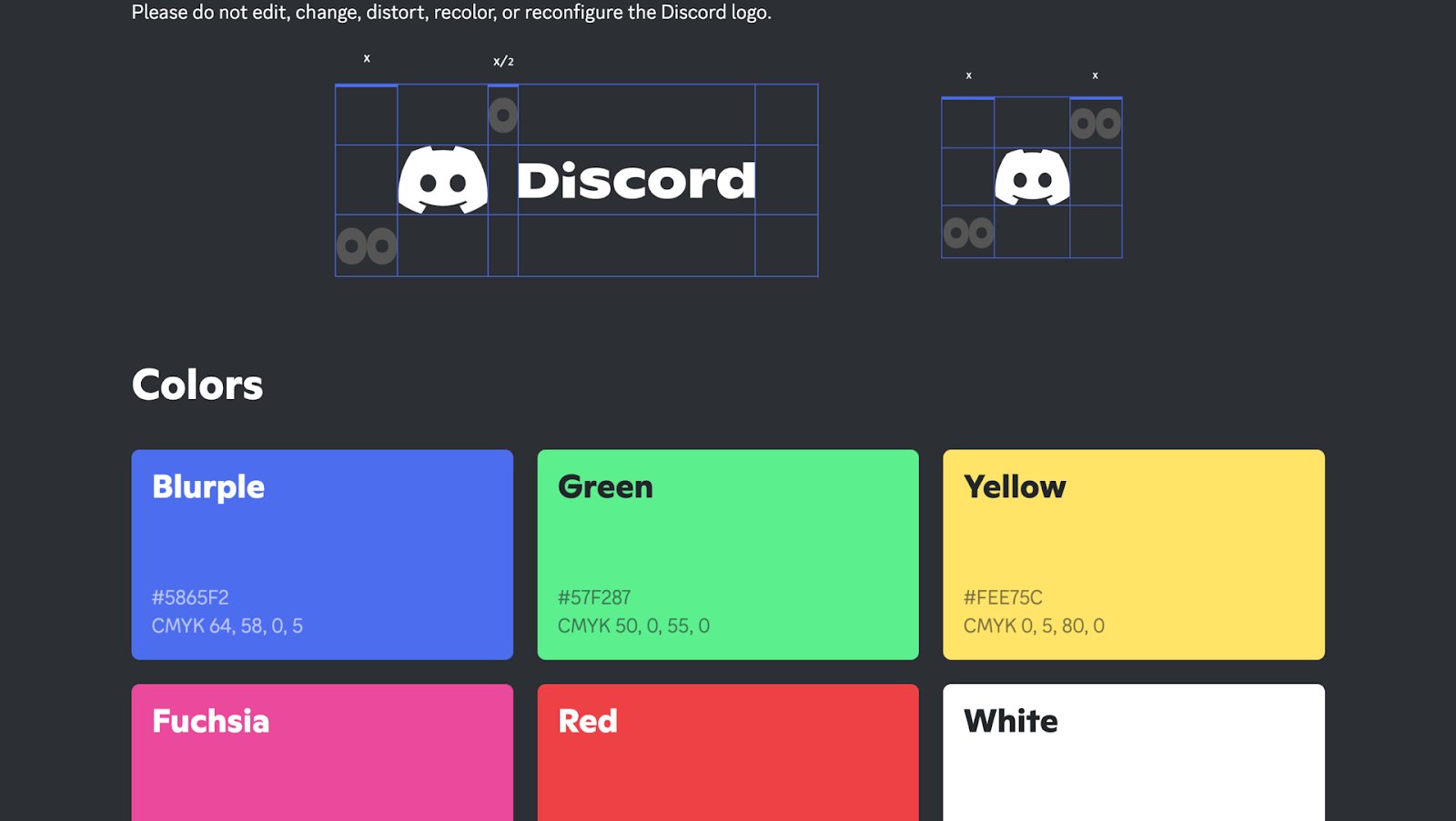 Discord brand color pallet