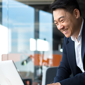Business owner working on customer relations maagement (CRM) and marketing automation
