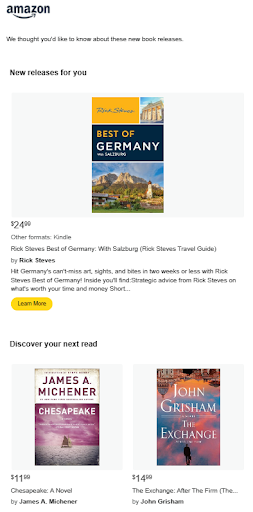 Amazon book recommendation email