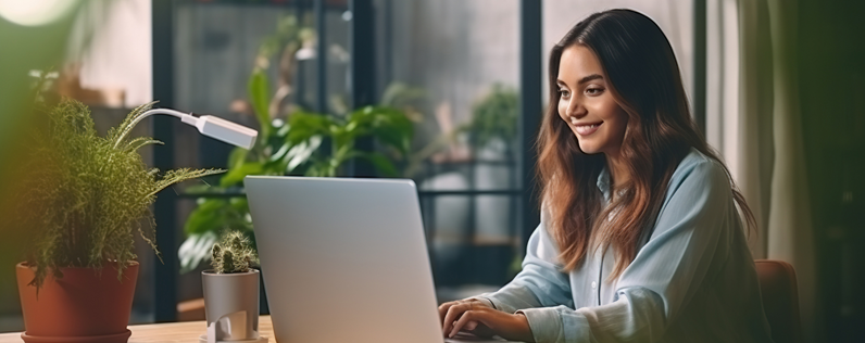 Woman working on creating a dynamic email