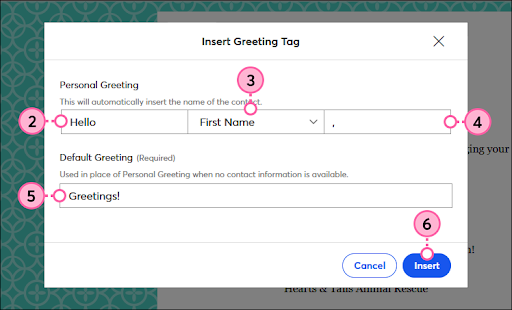 Insert personalized greeting tags into your emails with Constant Contact