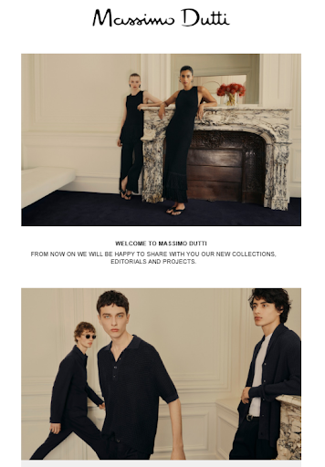 Massimo Dutti welcome email