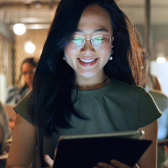 Business woman creating a sales email template